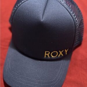New Roxy Navy Trucker Cap with Gold Embroidery